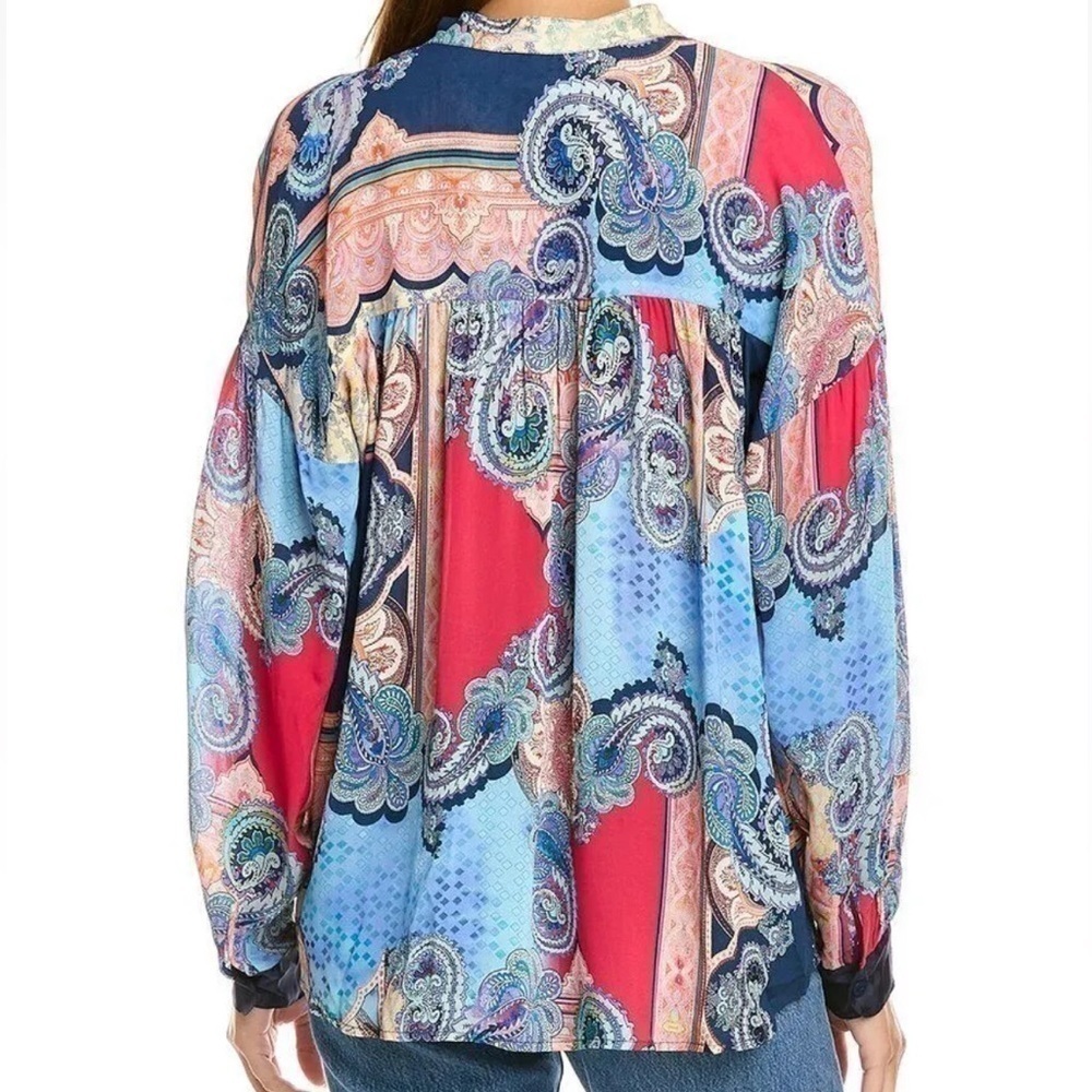 Johnny Was silk blend Onda Button Down Shirt NWT - Picture 4 of 11